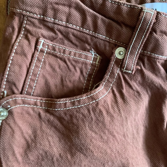 Zara brown wide leg jeans with raw seam. Size 0 (32/22). Guc - Picture 5 of 7